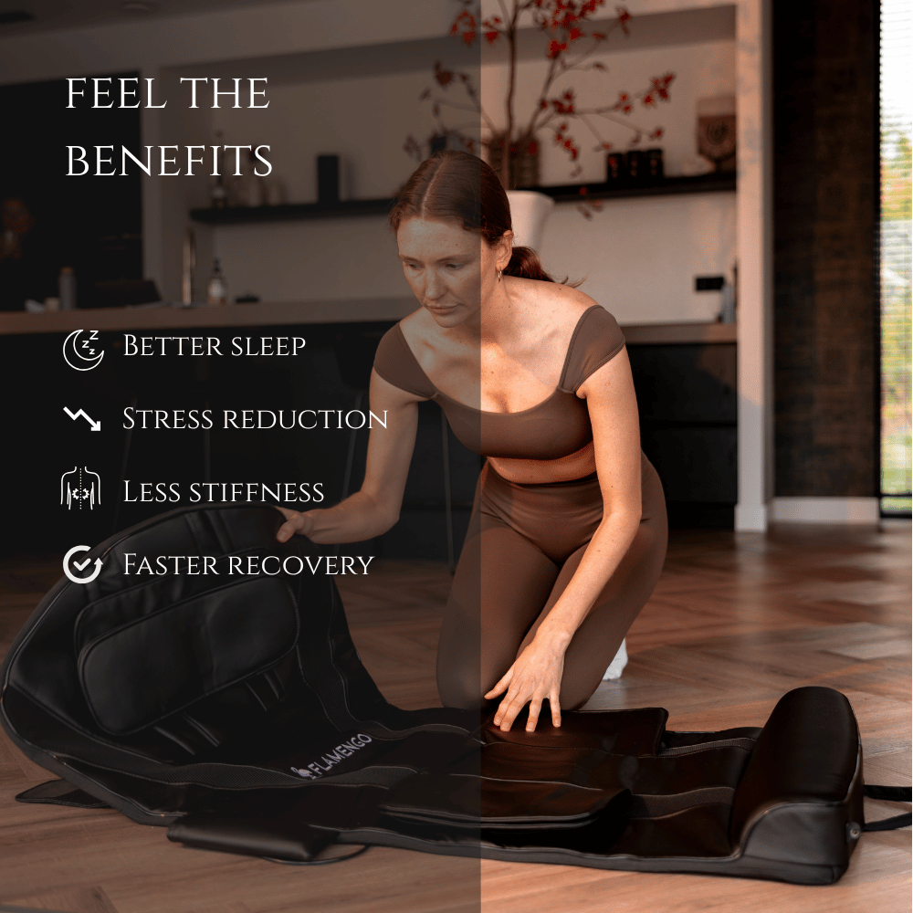 Mat de massage de luxe avec étirement - pour les problèmes de dos et la relaxation à la maison - Flamengo® Infrastretch